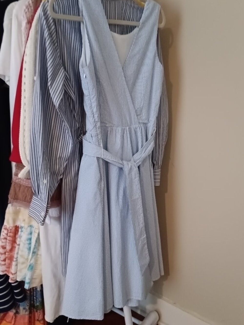 NWT Classic Blue & White Cotton Seersucker Sleeveless Dress Size 6 HOPE & HENRY - Picture 6 of 13